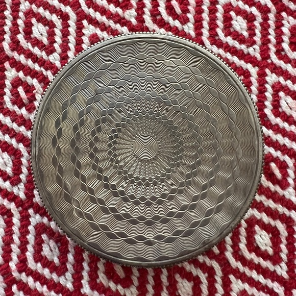 Antique Austrian Sterling Silver Yellow Guilloche Enamel Plique a Jour Compact - Picture 3 of 7